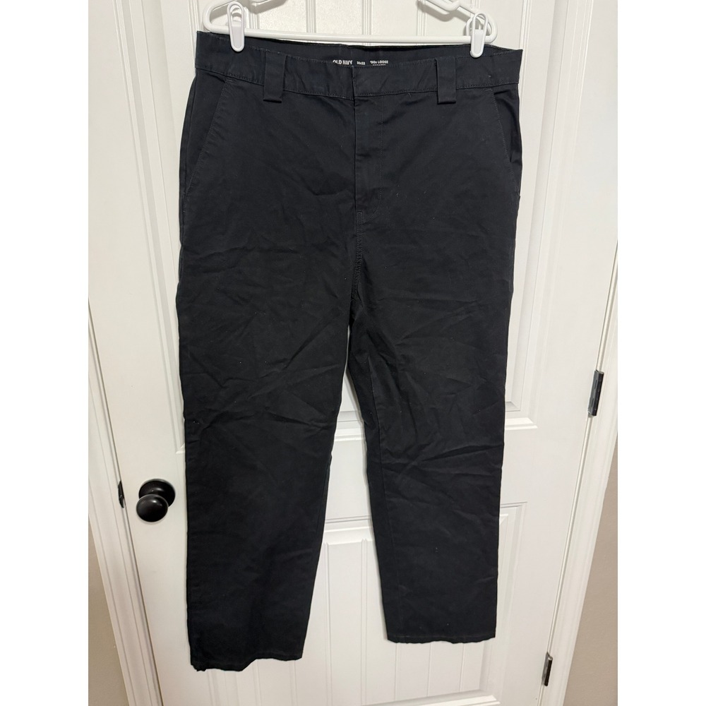 Old Navy Pants Mens 36x32 '90s Loose Built-In Flex Black Relaxed Straight EUC